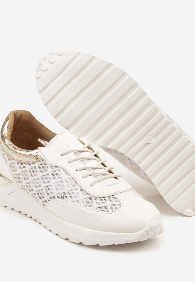 mellisa Sneakers Albi Ažurați Decorați cu Inserții Metalice Sdivane