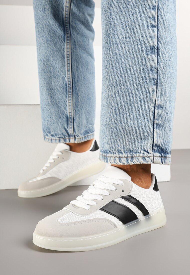 mellisa Sneakers Albi Tip Tenisi Iconici pe Talpă Semitransparentă Ulinera