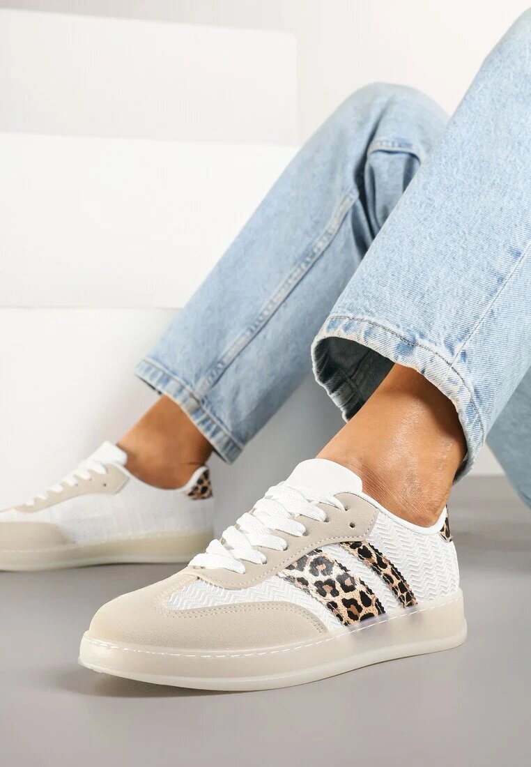 mellisa Sneakerși bej cu imprimeu leopard Tip teniși iconici pe talpă semitransparentă Ulinera