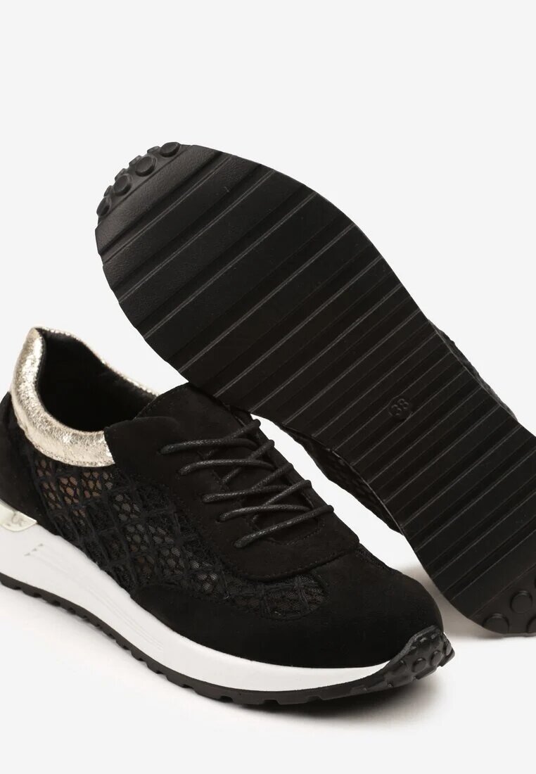 mellisa Sneakerși Perforați Negri Decorați cu Inserții Metalice Sdivane
