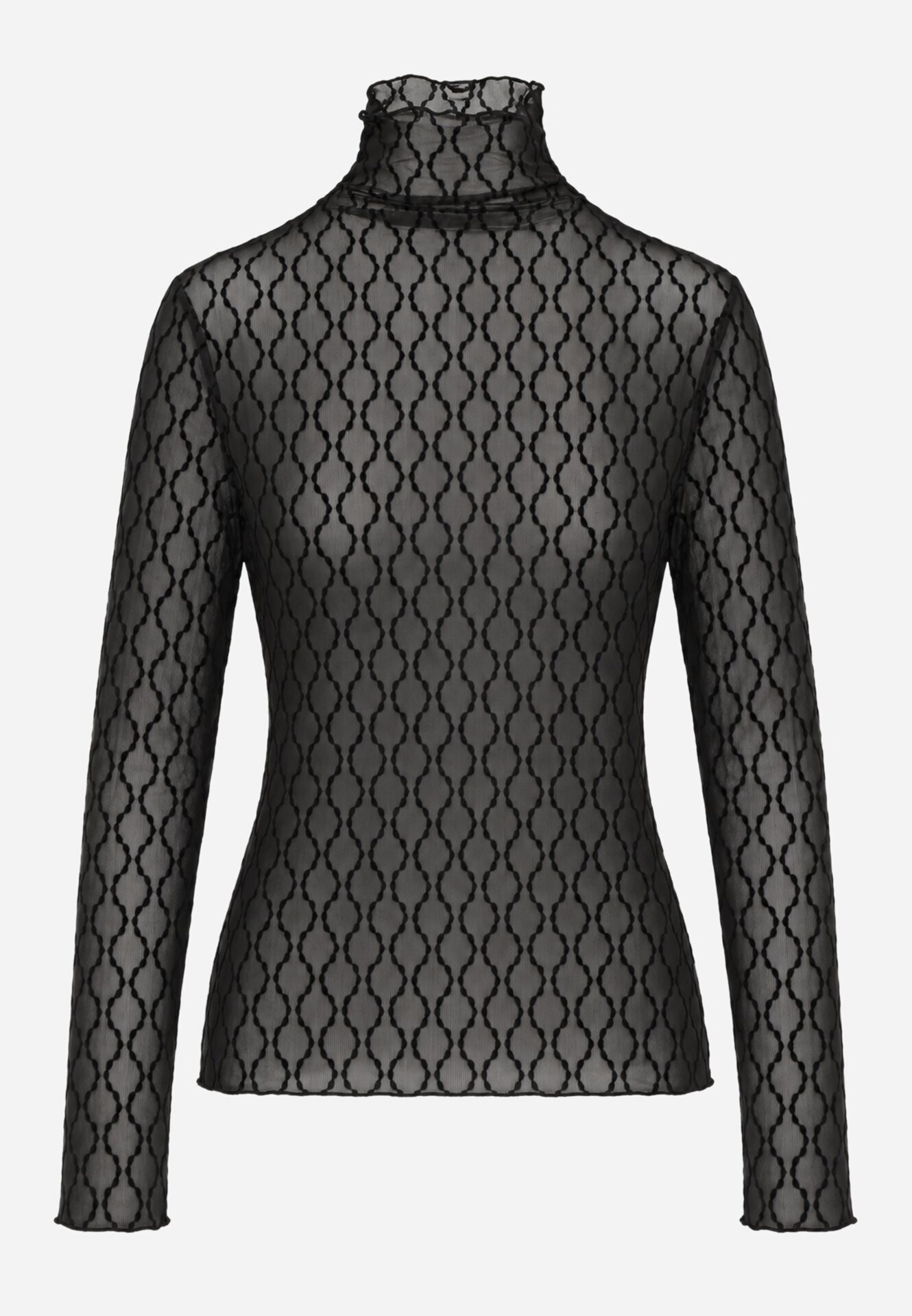 melya by melody Bluză din material transparent de dantelă cu model geometric Arabelle Neagră