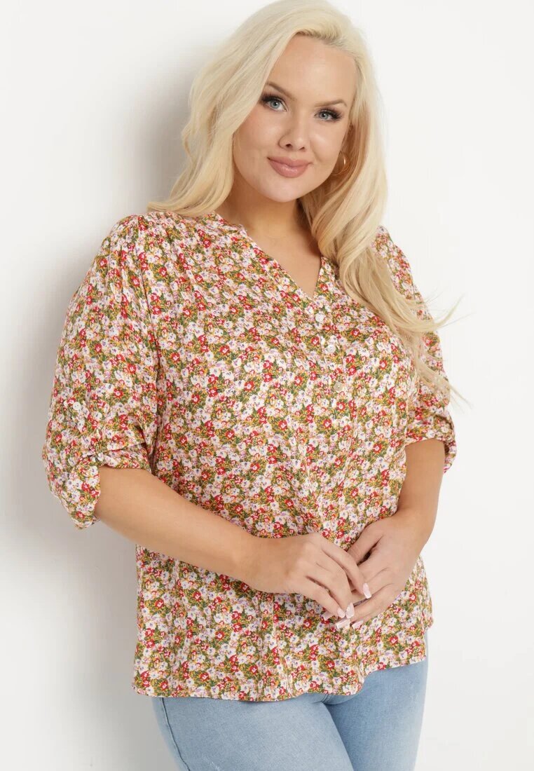 melya by melody Bluză Portocalie din Viscoză Florală Edilitia