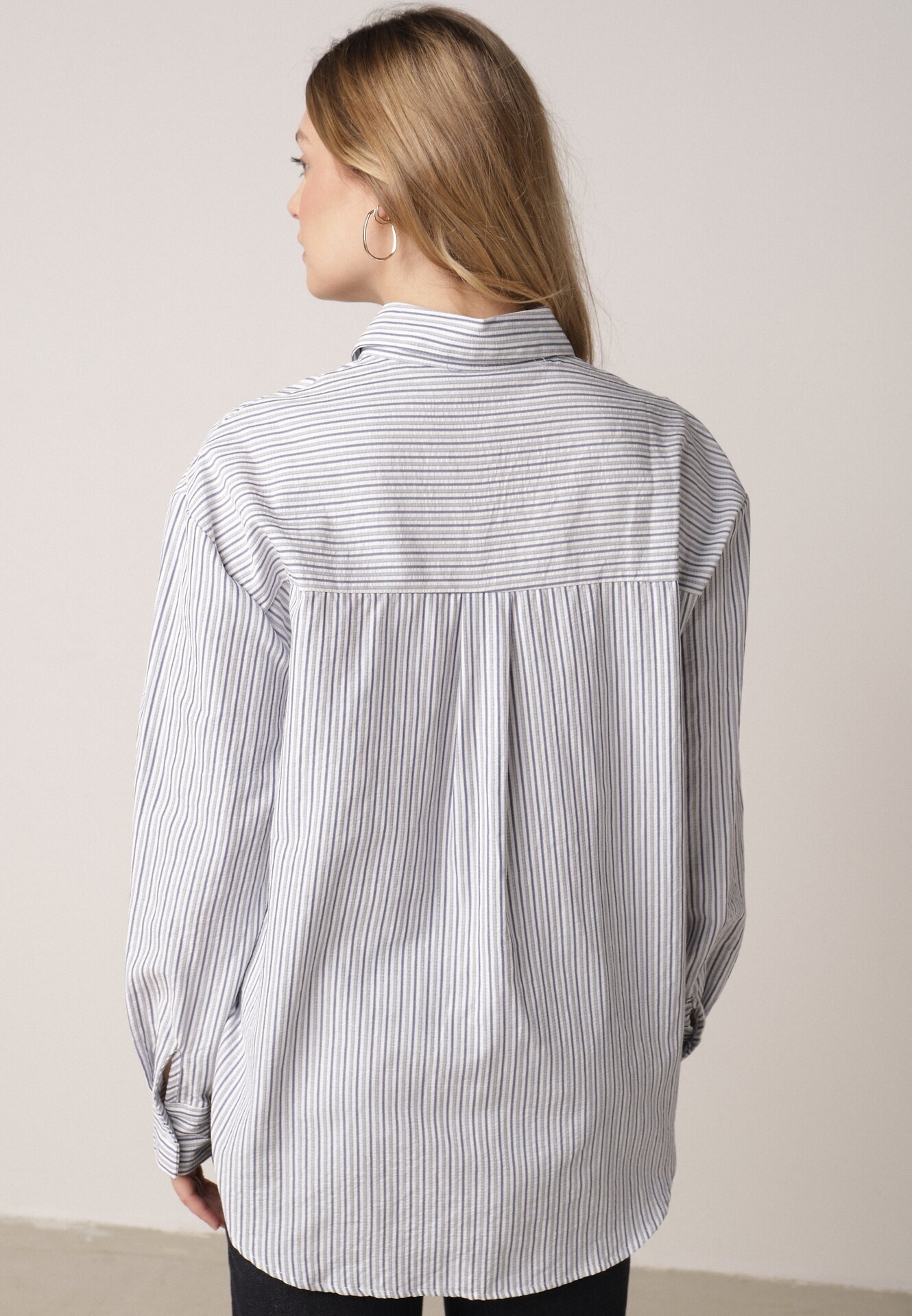 melya by melody Cămașă Albastră din Bumbac în Dungi Decorată cu Broderie Inimă Sewriva