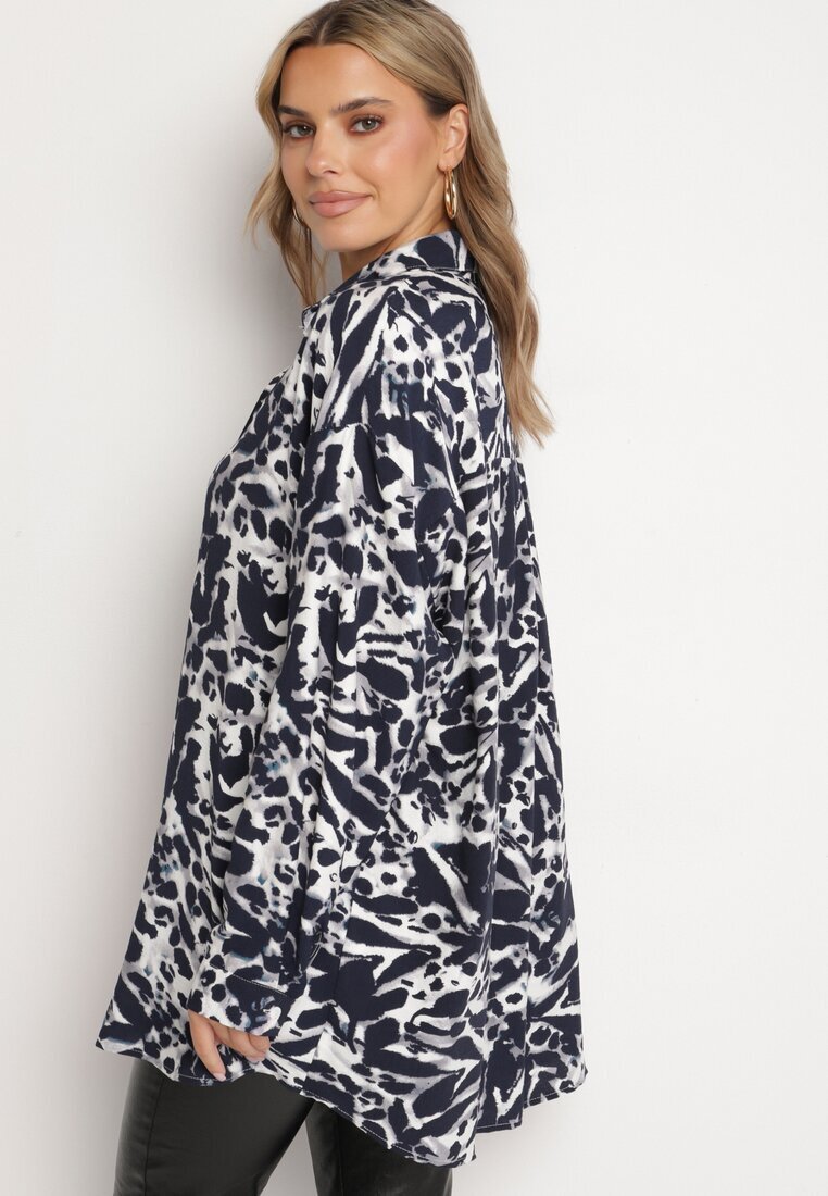 melya by melody Cămașă bleumarin din viscoză cu in decorată cu imprimeu geometric Emirelae