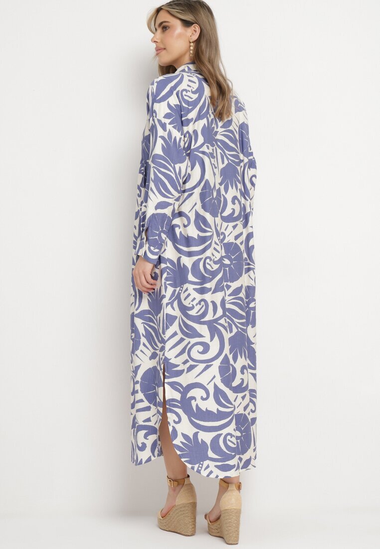 melya by melody Cămașă-rochie Alb-Violet cu nasturi cu volan Lavernia