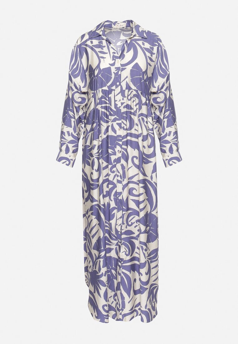 melya by melody Cămașă-rochie Alb-Violet cu nasturi cu volan Lavernia