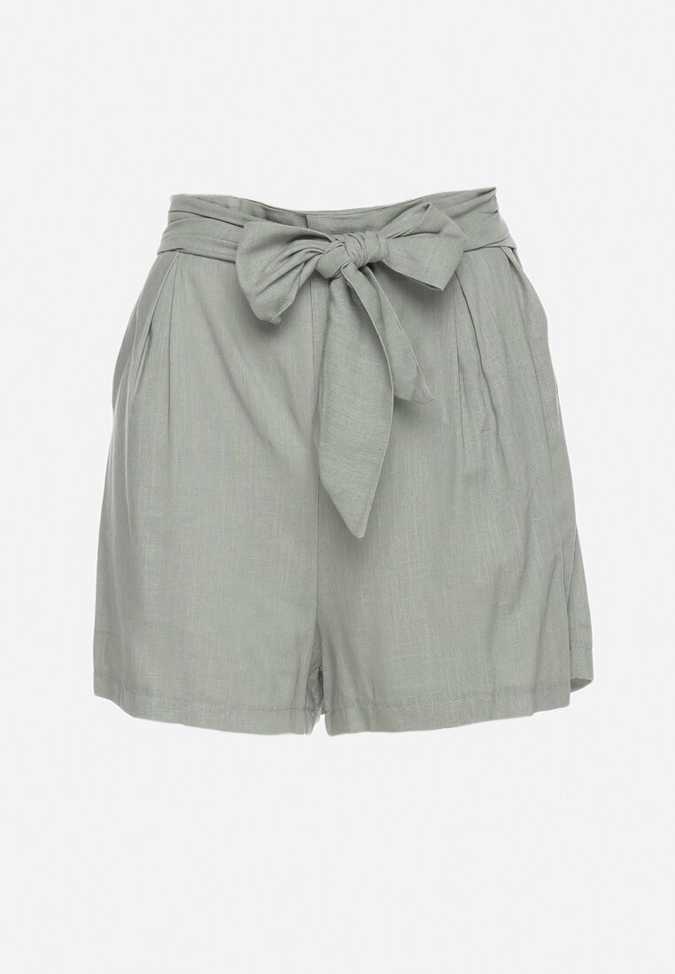 melya by melody Pantaloni scurți Verde Din bumbac cu elastic în talie și dungi laterale Fotina