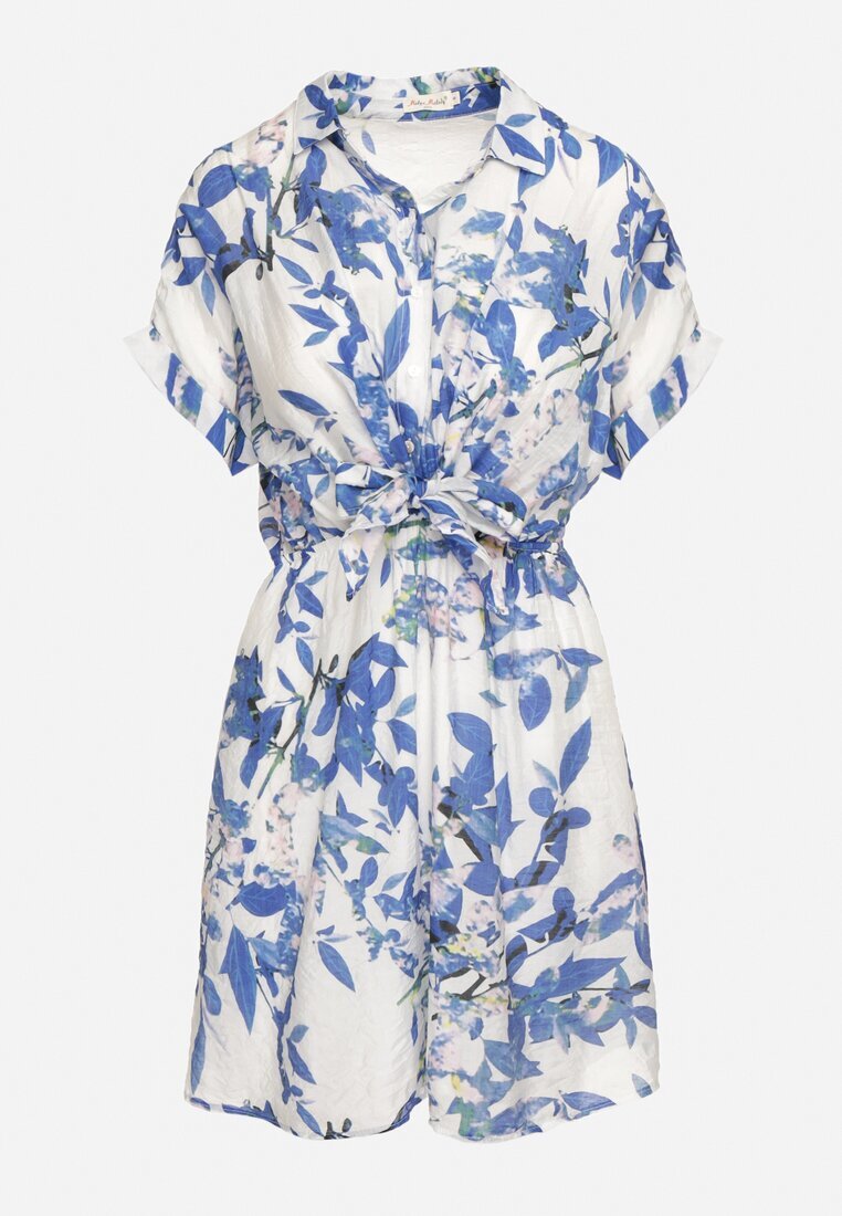 melya by melody Rochie Albastru-Alb Cambrată cu partea de sus tip cămașă cu imprimeu abstract Namselle