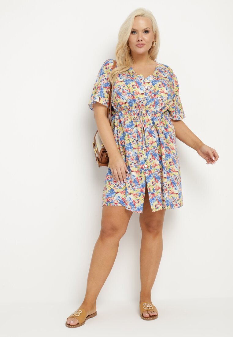 melya by melody Rochie cămașă Albastră din Viscoză Decorată cu o legătură Edirilira