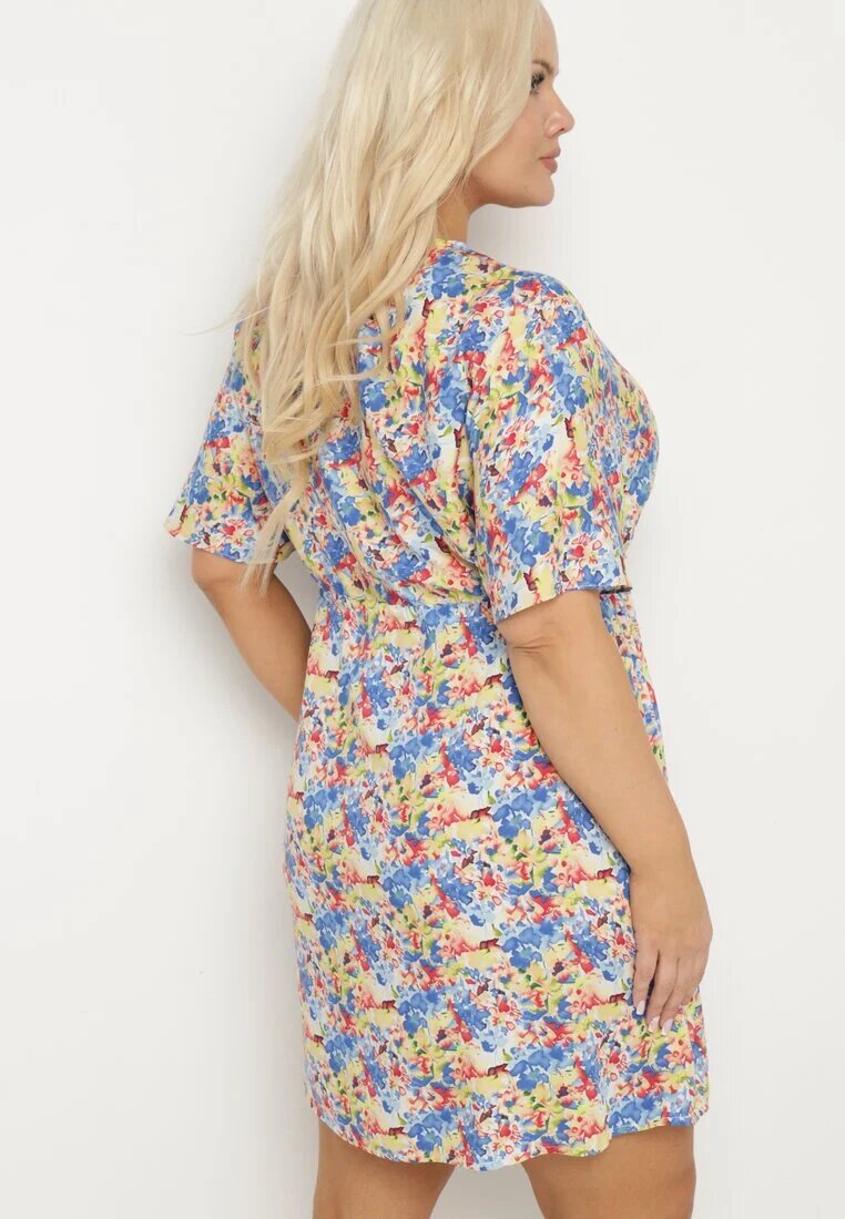 melya by melody Rochie cămașă Albastră din Viscoză Decorată cu o legătură Edirilira