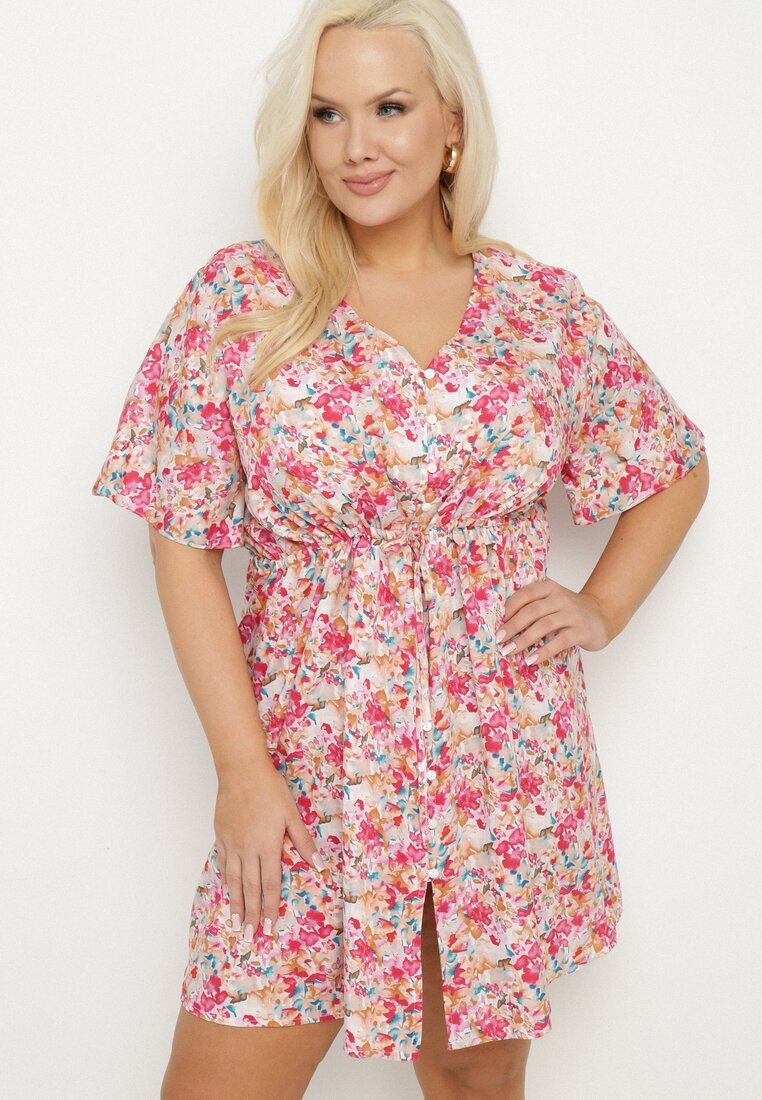 melya by melody Rochie Cămașă Fucsia cu Viscoză Decorată cu Legătură Edirilira