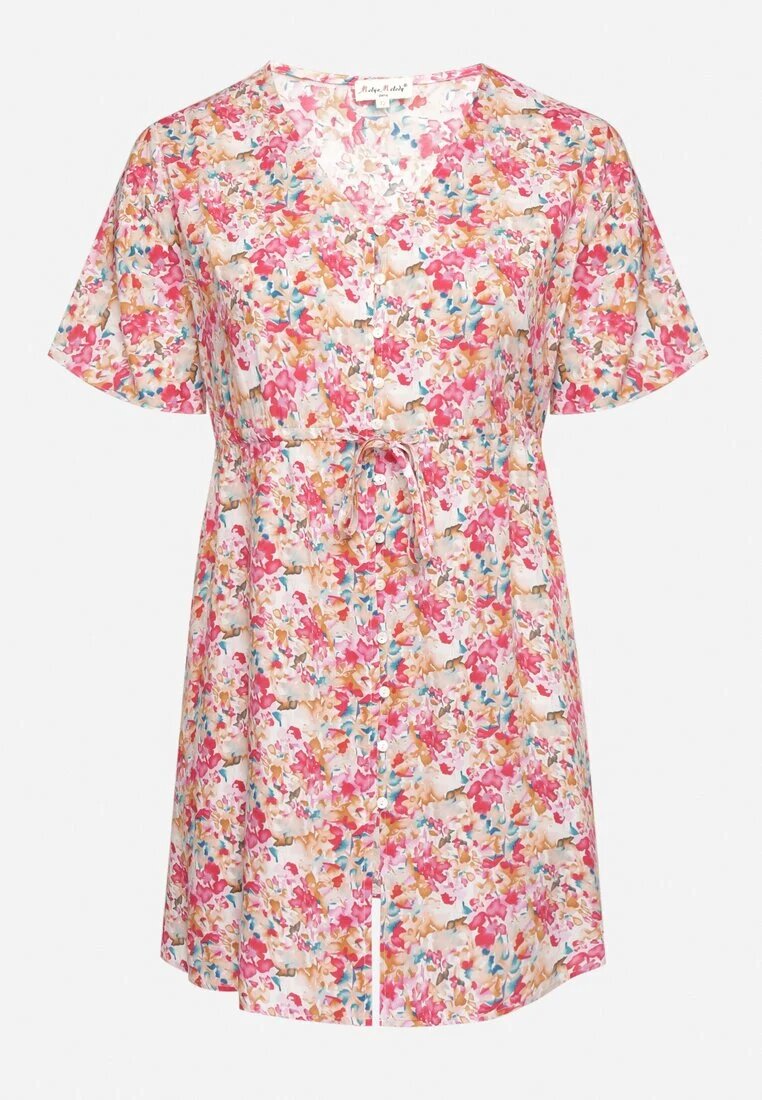 melya by melody Rochie Cămașă Fucsia cu Viscoză Decorată cu Legătură Edirilira