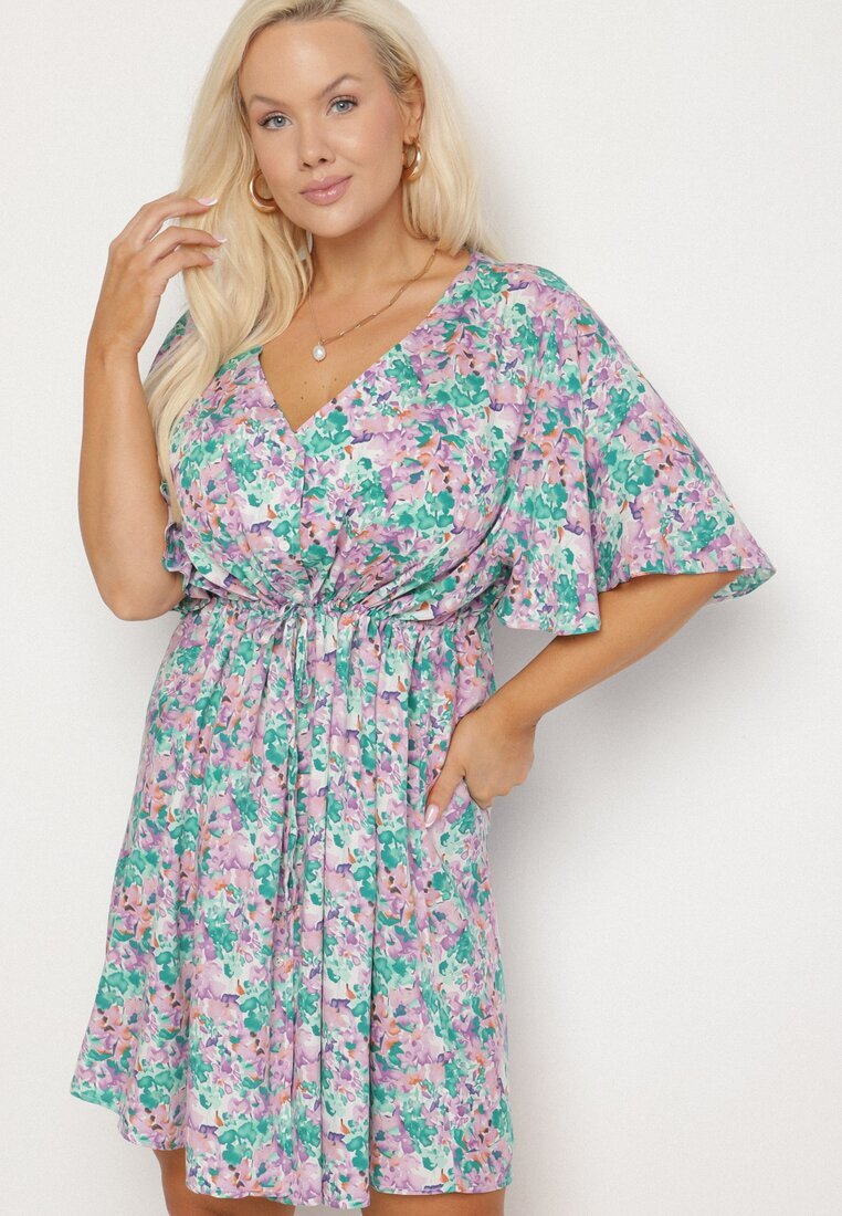 melya by melody Rochie mov din viscoză strânsă în talie cu flori Liranette