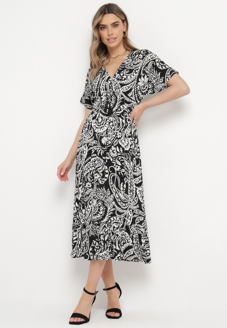 melya by melody Rochie Neagră Stil Boho cu elastic în talie și ciucuri Wornima