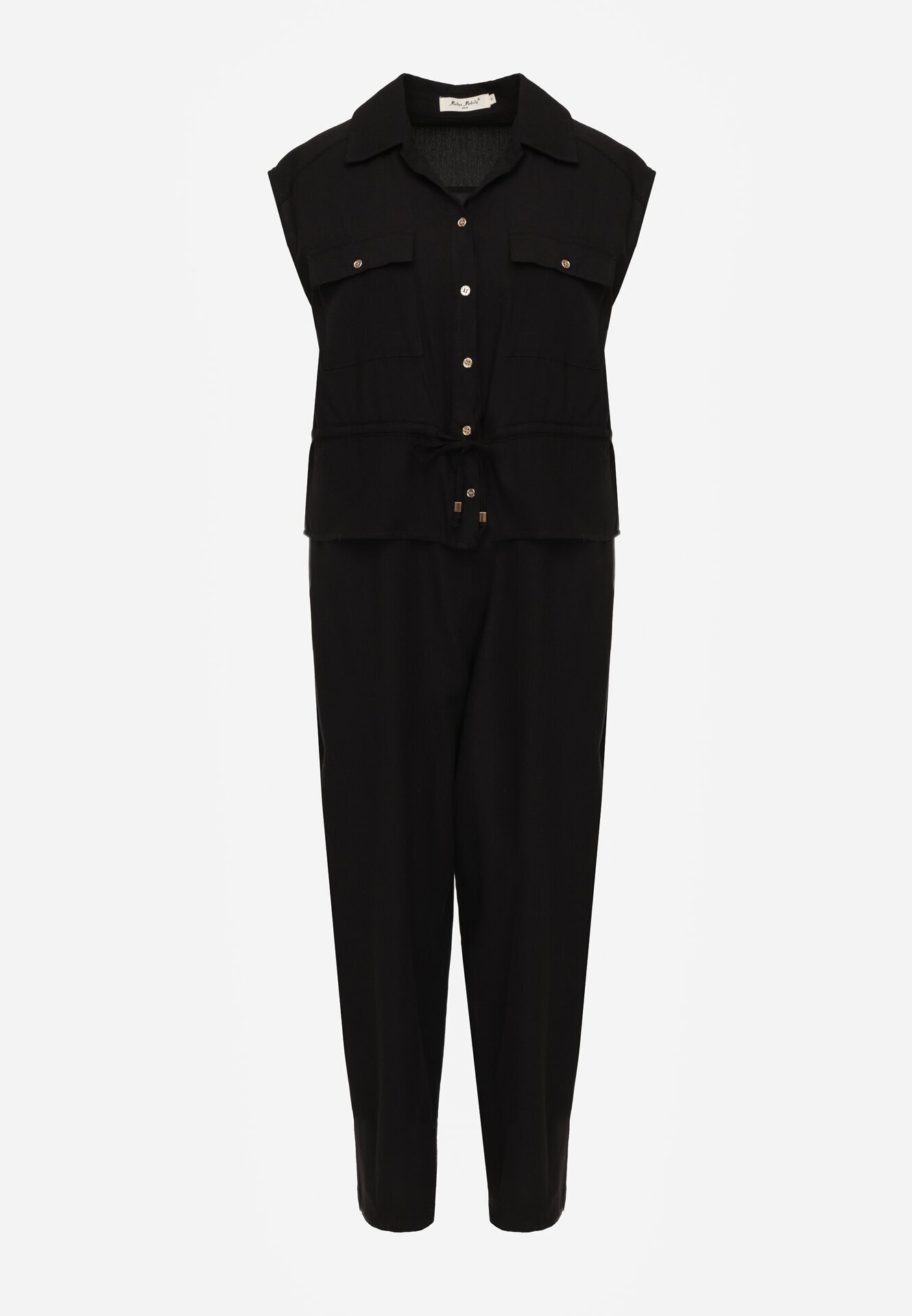 melya by melody Salopetă casual de vară din bumbac și viscoză cu peplum Chlorase Neagră