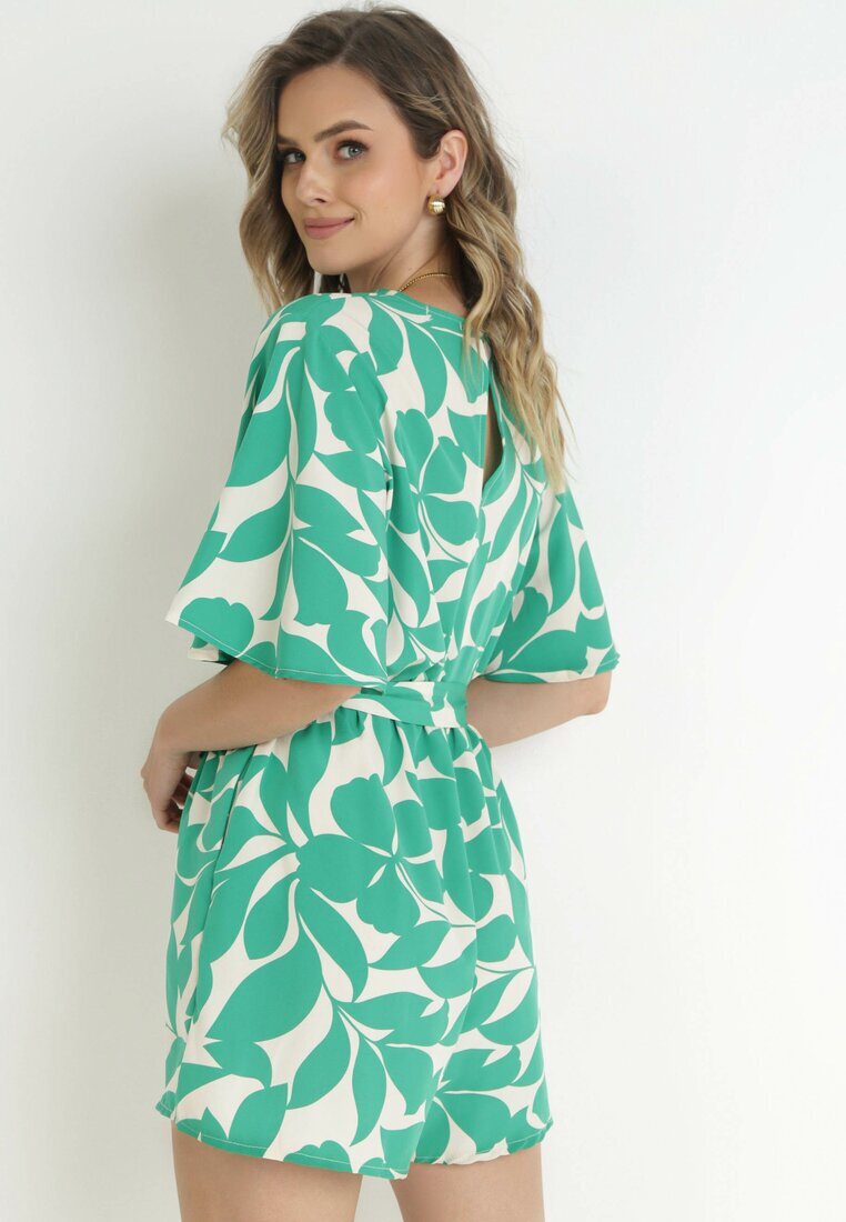 melya by melody Salopetă Verde cu pantaloni scurți și cordon legat Muana