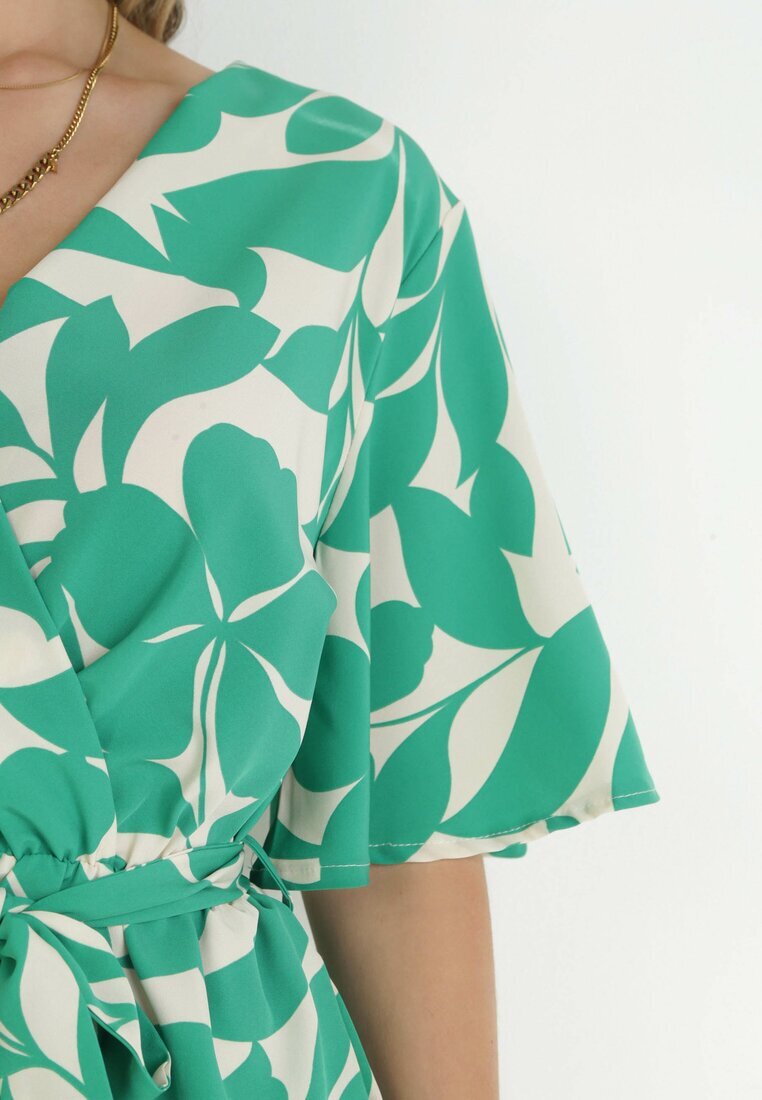 melya by melody Salopetă Verde cu pantaloni scurți și cordon legat Muana