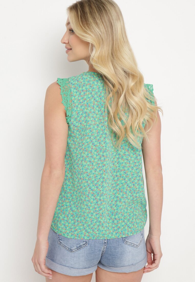 melya by melody Top fără mâneci Verde Cu dantelă decorativă Meava