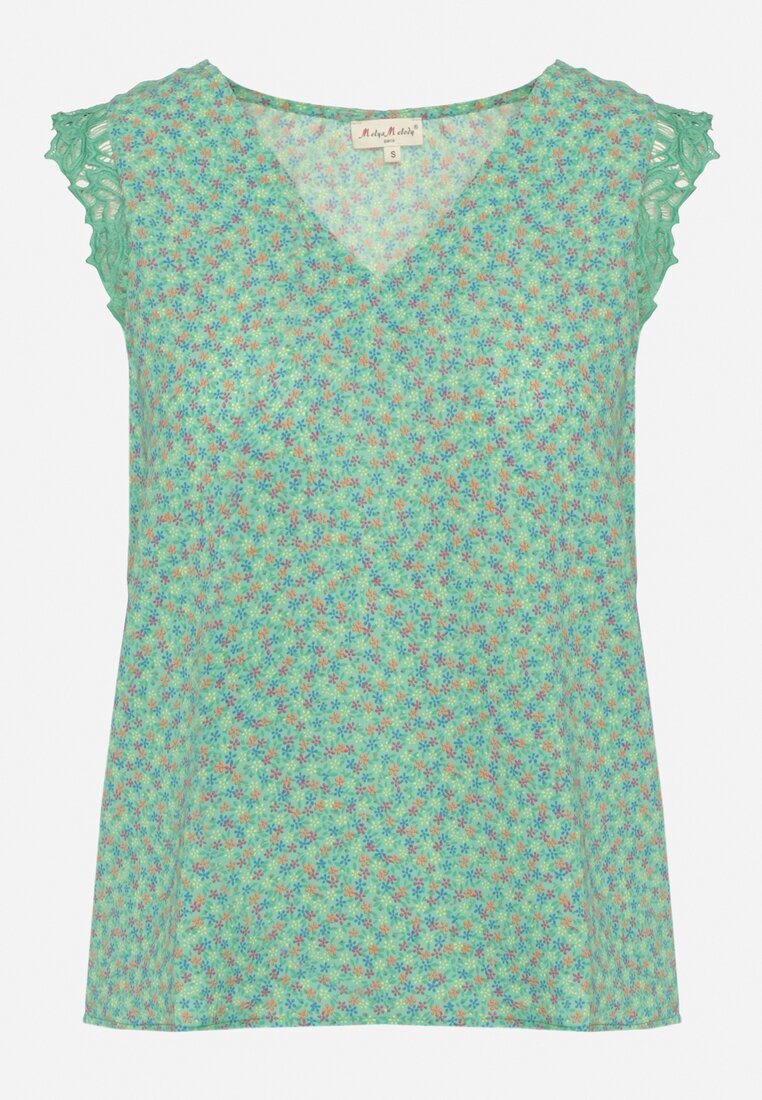 melya by melody Top fără mâneci Verde Cu dantelă decorativă Meava
