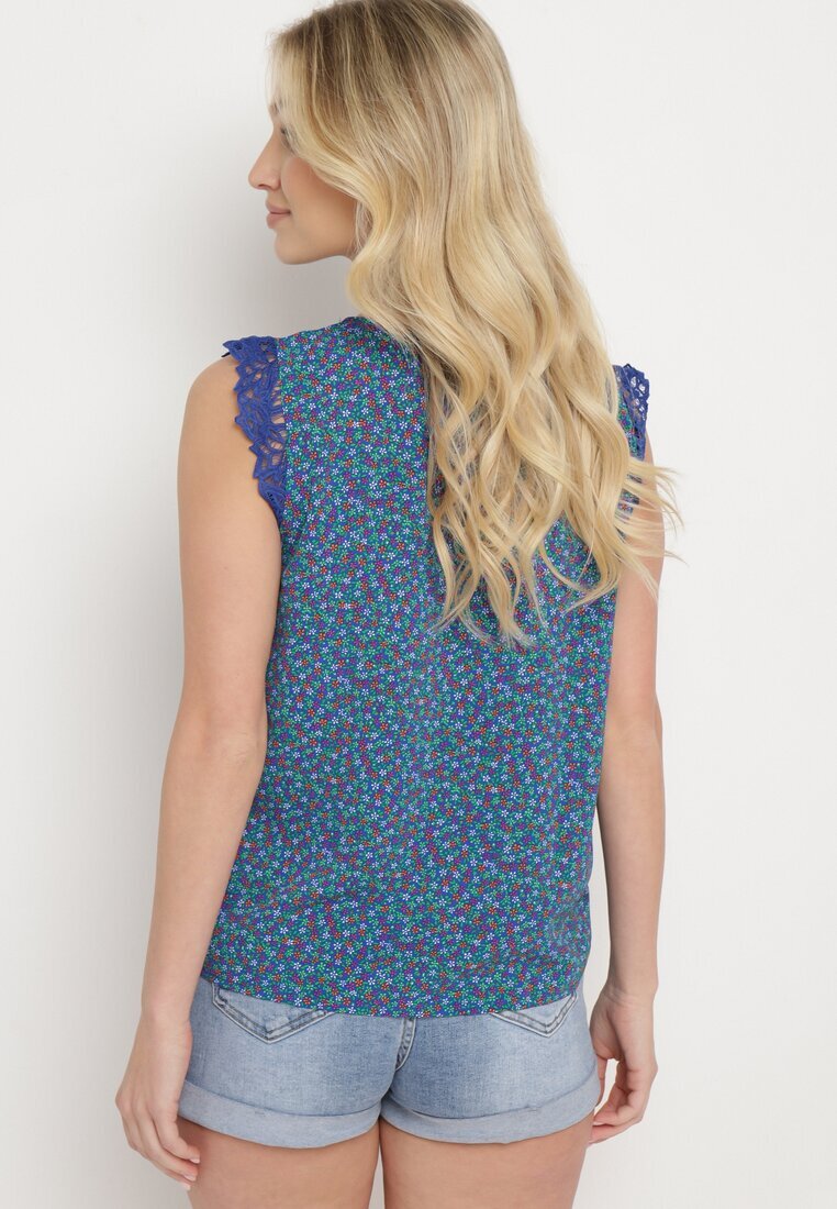 melya by melody Top Maiou Albastru Cu Dantelă Decorativă Meava