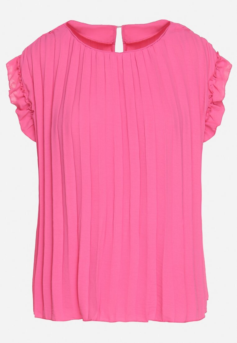 melya by melody Tricou Top Fucsia Plisat cu Mânecă Scurtă Cevaga