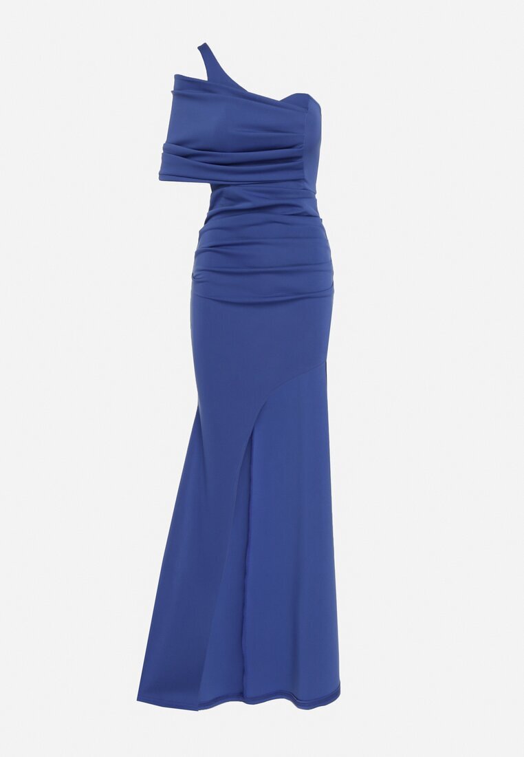 messaya Rochie Bleumarin De cocktail cu top asimetric și drapaj decorativ Flamelia