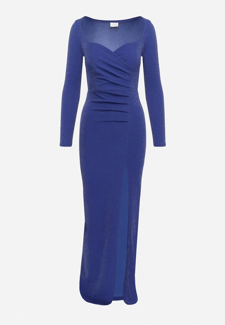messaya Rochie de cocktail bleumarin cu decolteu petrecut cu fir metalic și șliț Emirielle