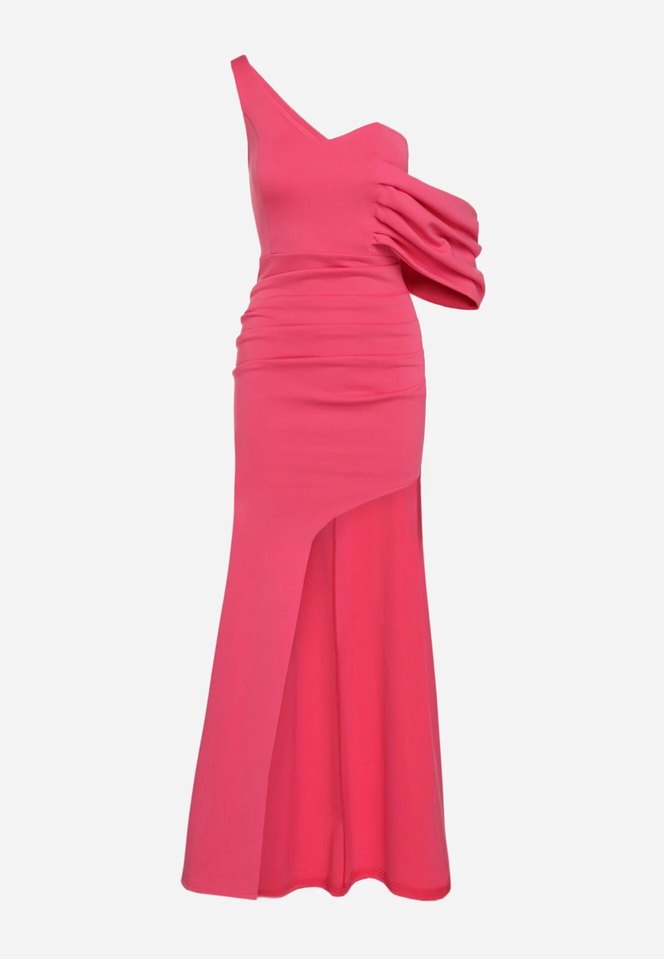 messaya Rochie de cocktail Fucsia cu partea superioară asimetrică și drapaj decorativ Flamelia
