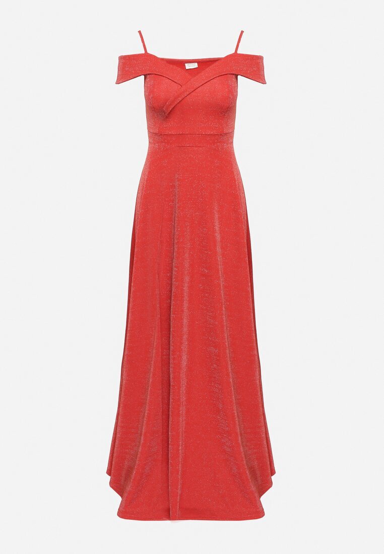 messaya Rochie de cocktail roșie cu bretele cu umerii căzuți Emariana