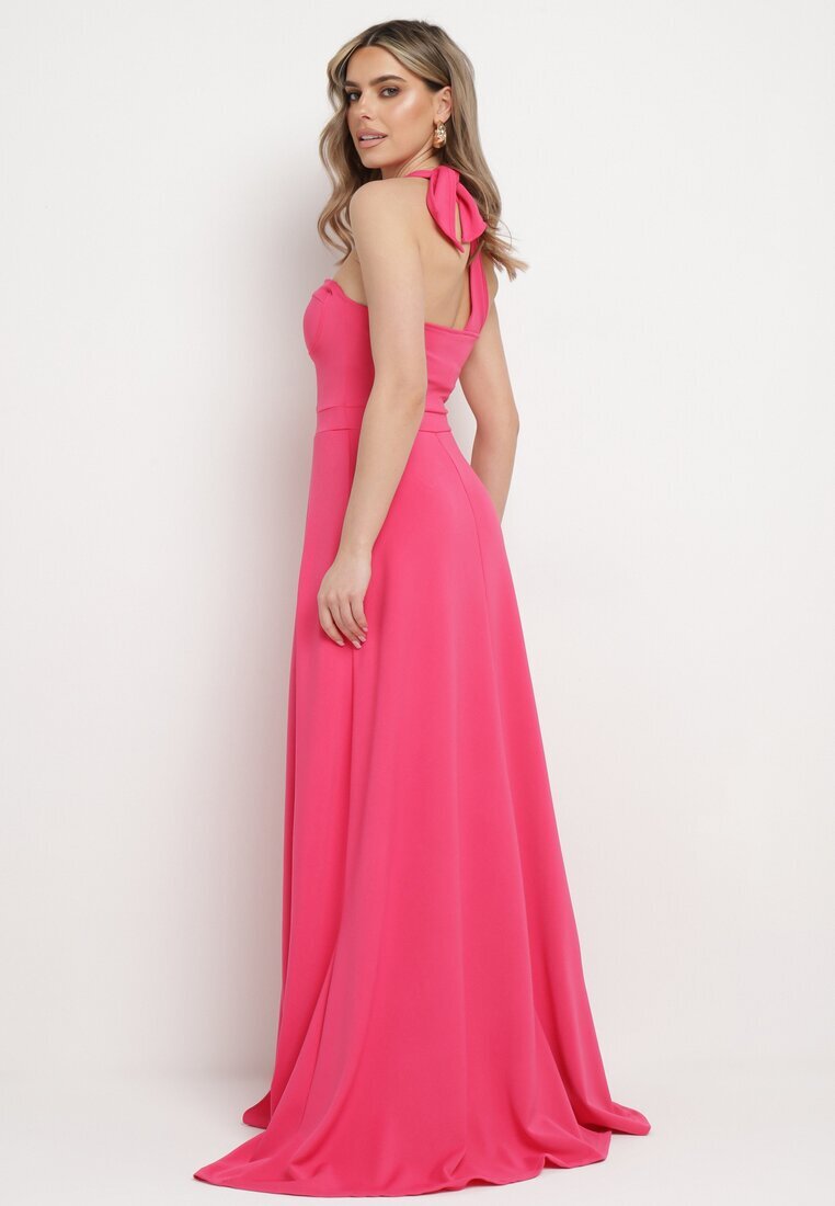 messaya Rochie fucsia cloș cu top asimetric și legătură pe umăr cu decupaj Efirey