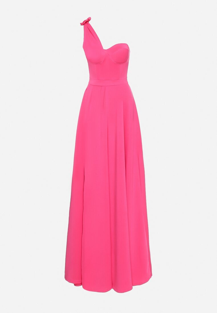 messaya Rochie fucsia cloș cu top asimetric și legătură pe umăr cu decupaj Efirey