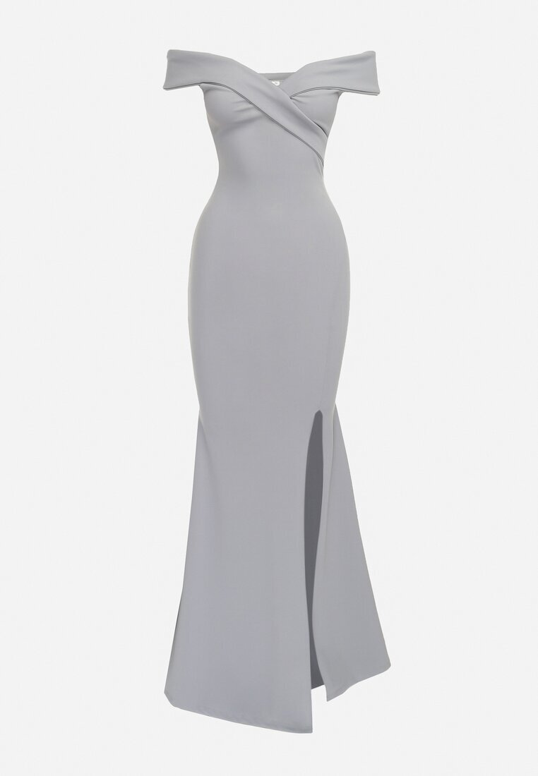 messaya Rochie Maxi Gri cu Bretele Late Joconda