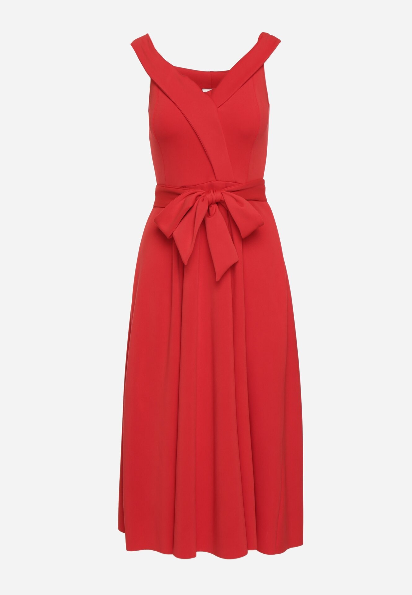 messaya Rochie roșie elegantă cu umerii goi și curea din material Xaelia