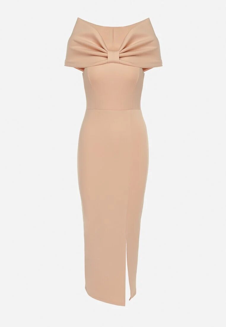 messaya Rochie Roz deschis Maxi Fără bretele cu Fundă Decorativă și Despicătură Marigore
