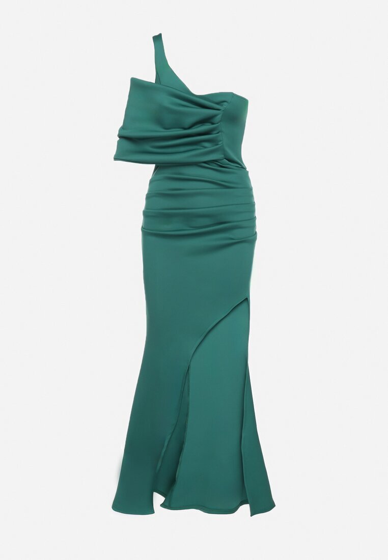 messaya Rochie Verde de Cocktail cu top asimetric și drapaj decorativ Flamelia