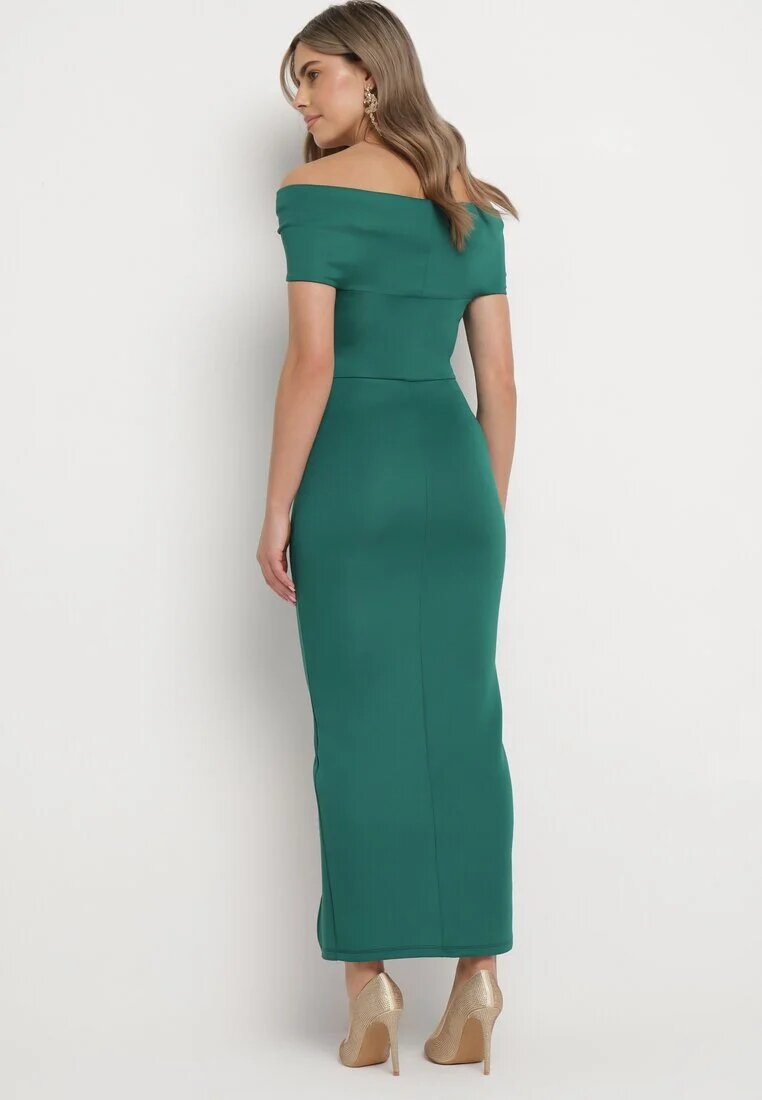 messaya Rochie Verde Maxi Fără bretele cu fundă decorativă și fante Marigore