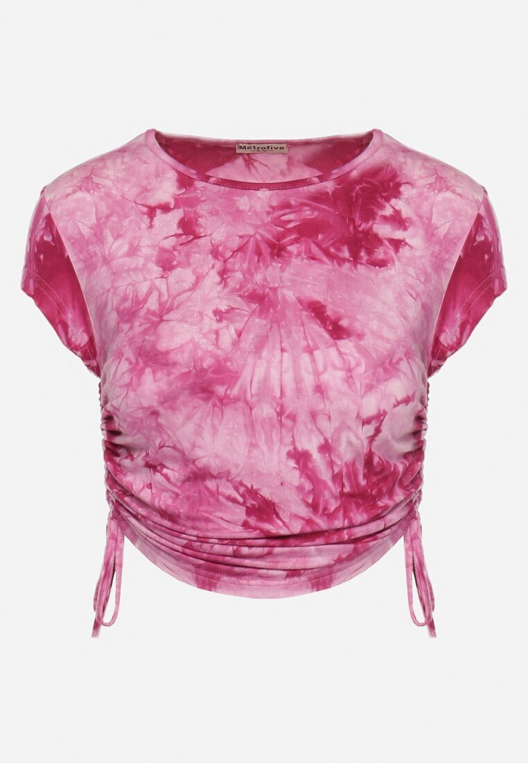 metro five Tricou Fucsia Tie-Dye din viscoză cu croială scurtă Haliarissa