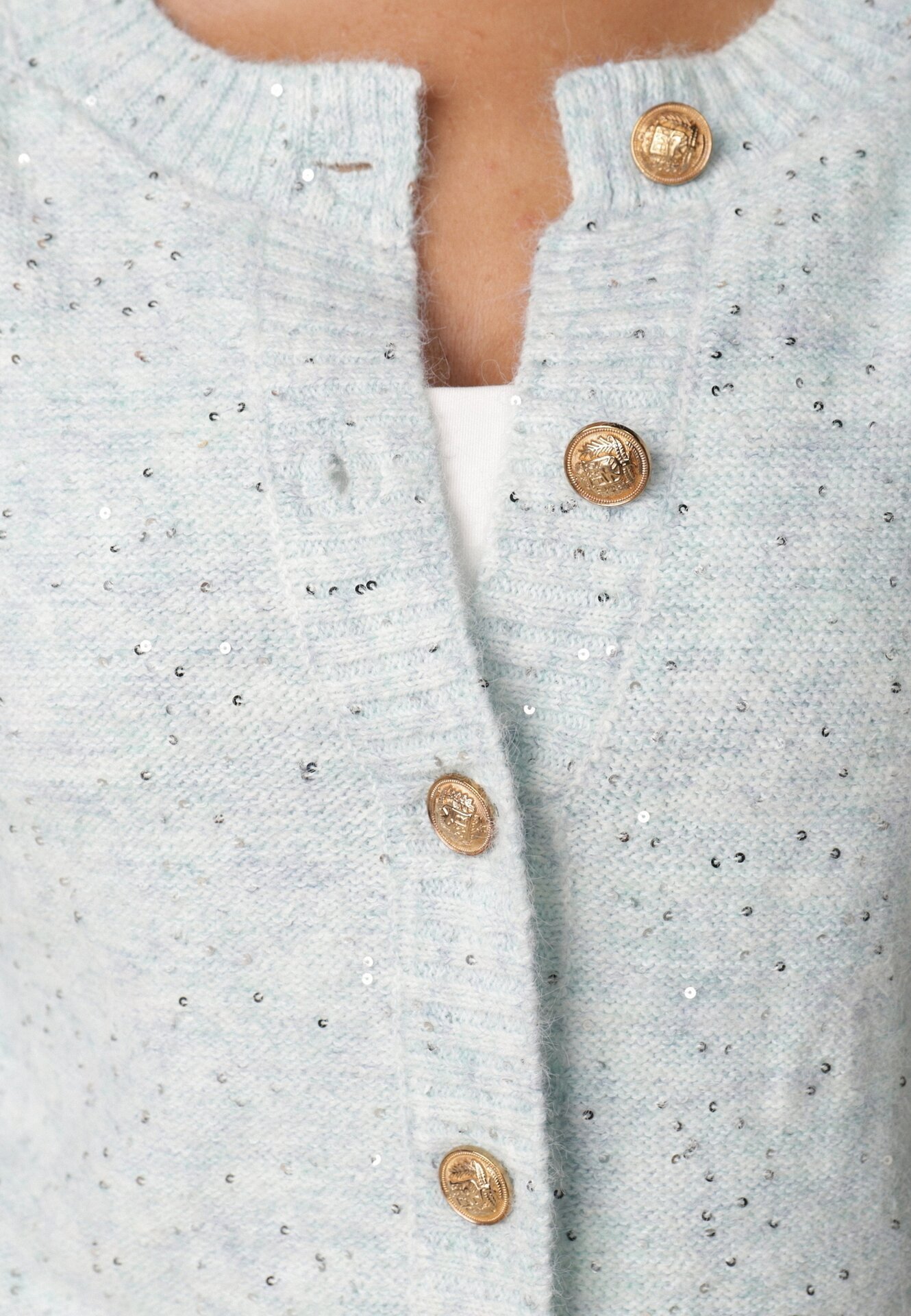 metrofive Cardigan oversize decorat cu paiete cu adaos de lână Arawen Albastru deschis