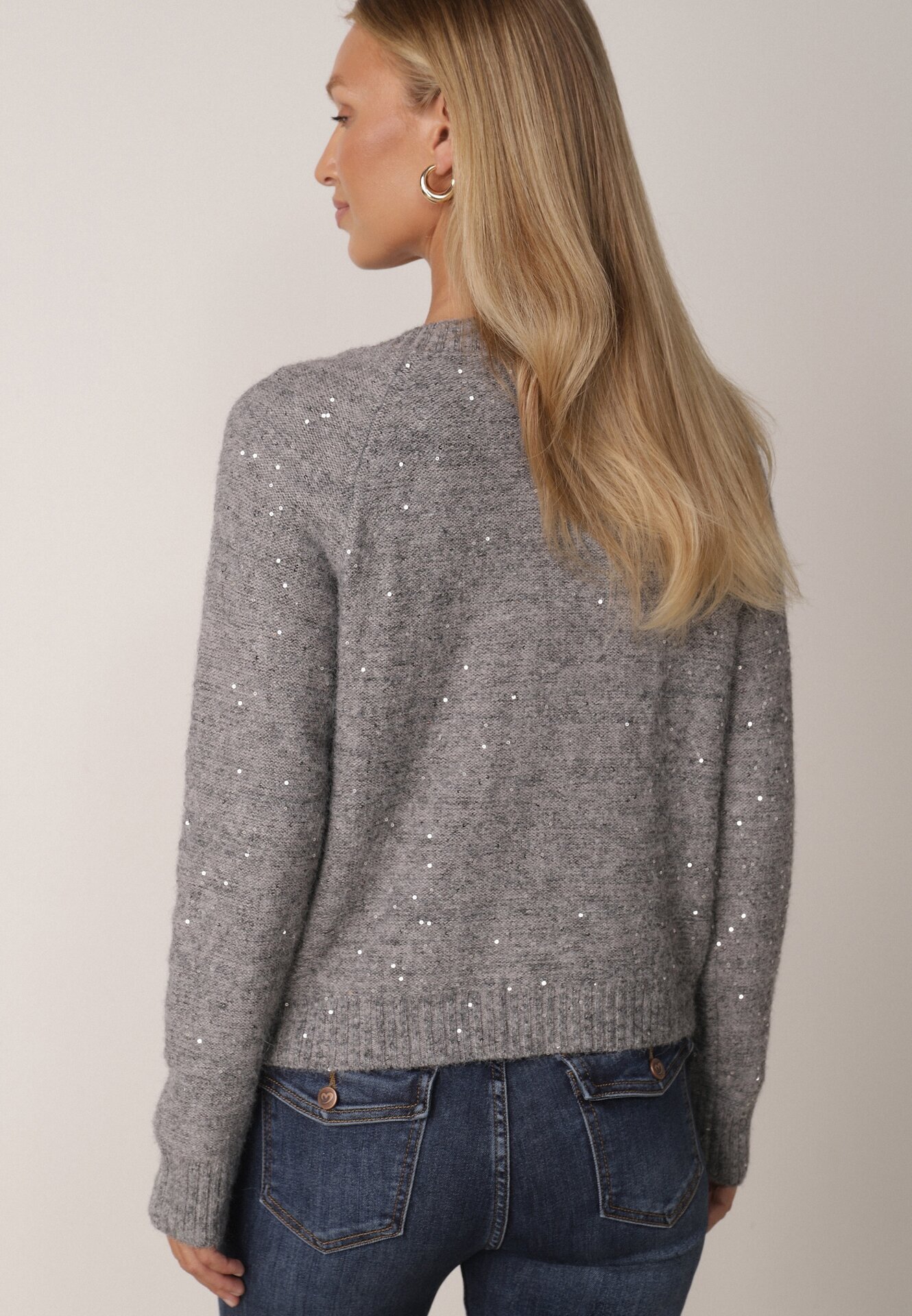 metrofive Cardigan oversize decorat cu paiete cu adaos de lână Arawen Gri