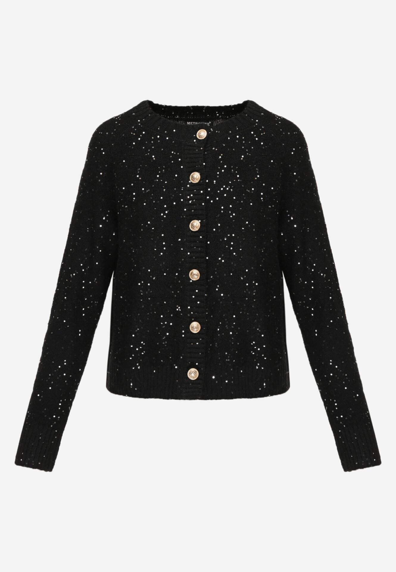 metrofive Cardigan oversize decorat cu paiete cu adaos de lână Arawen Negru
