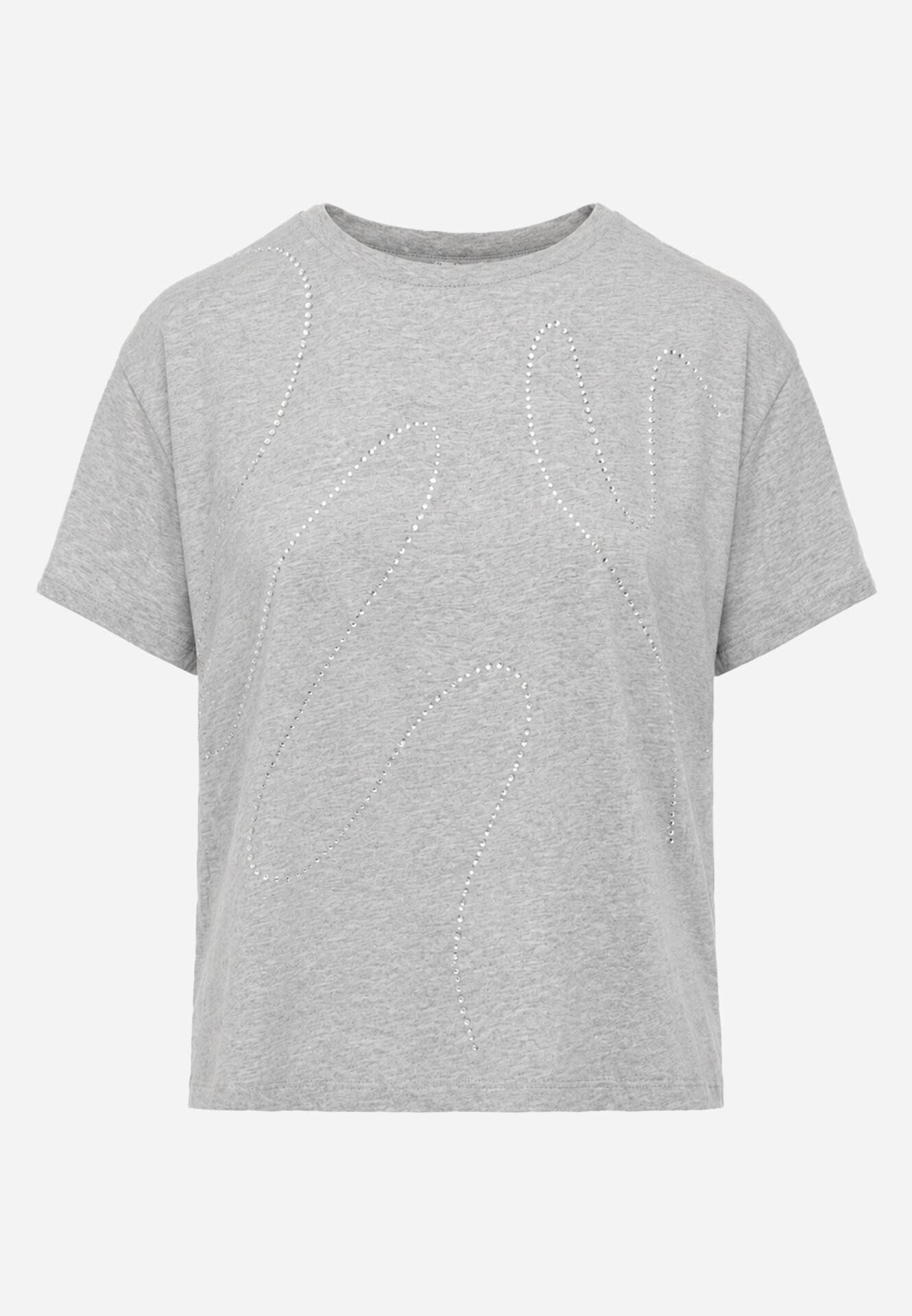 metrofive T-shirt din bumbac decorat cu cyrkonii Monomene Gri