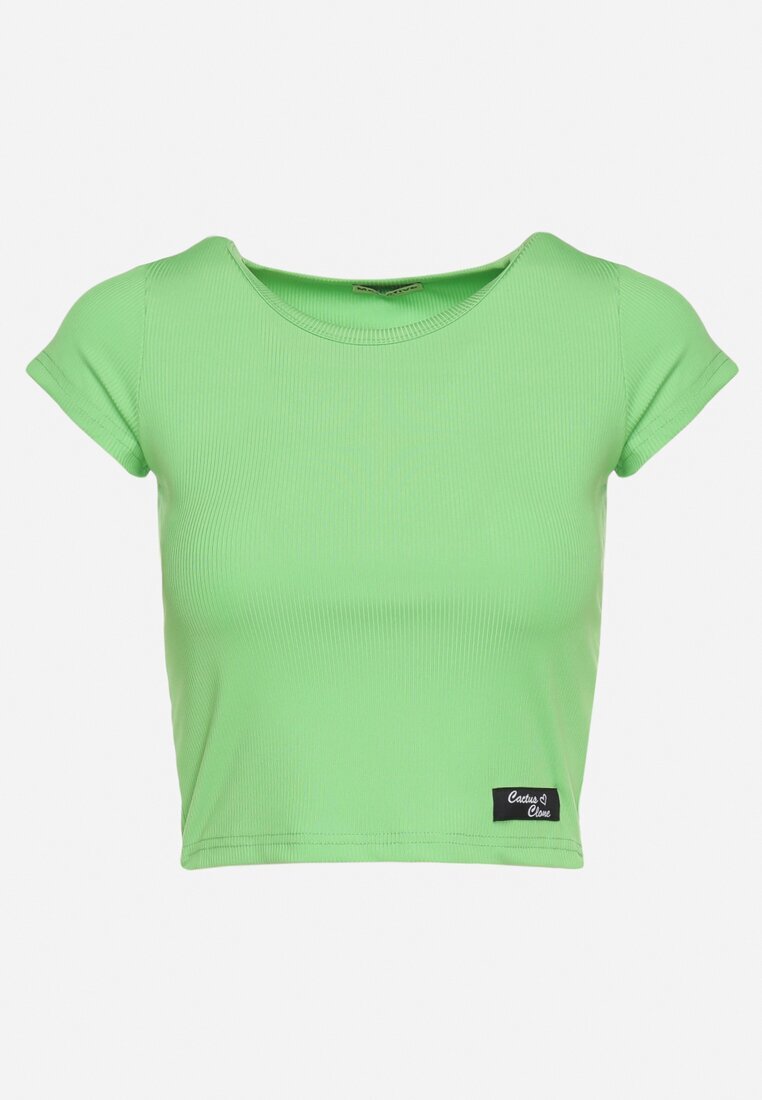 metrofive Tricou Verde cu Mânecă Scurtă din Tricot Striaț Nuvolia