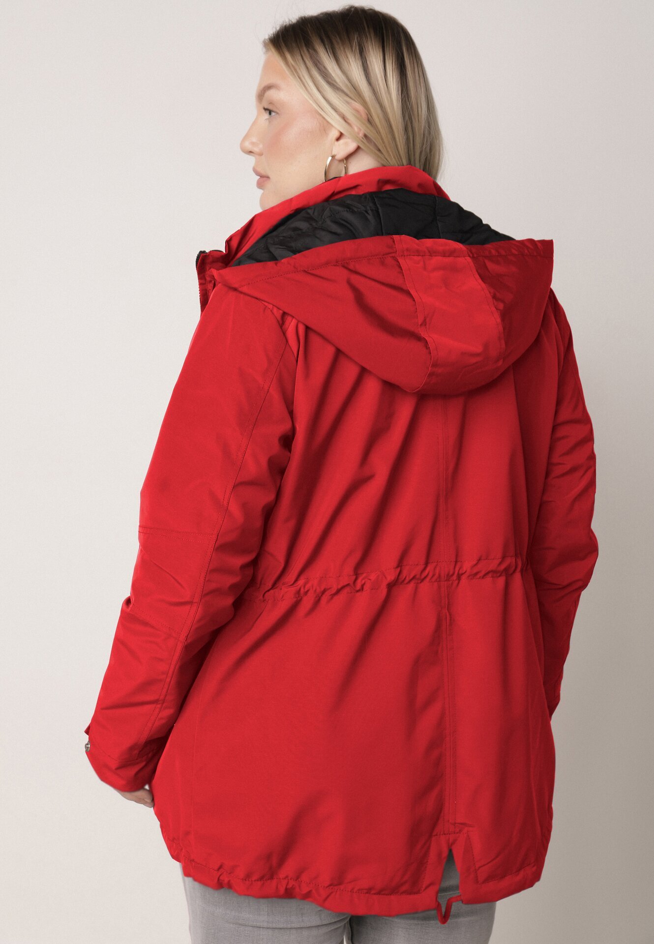 mhm Geacă de tranziție reversibilă stil parka roșu-negru cu matlasare pe interior Zidelle