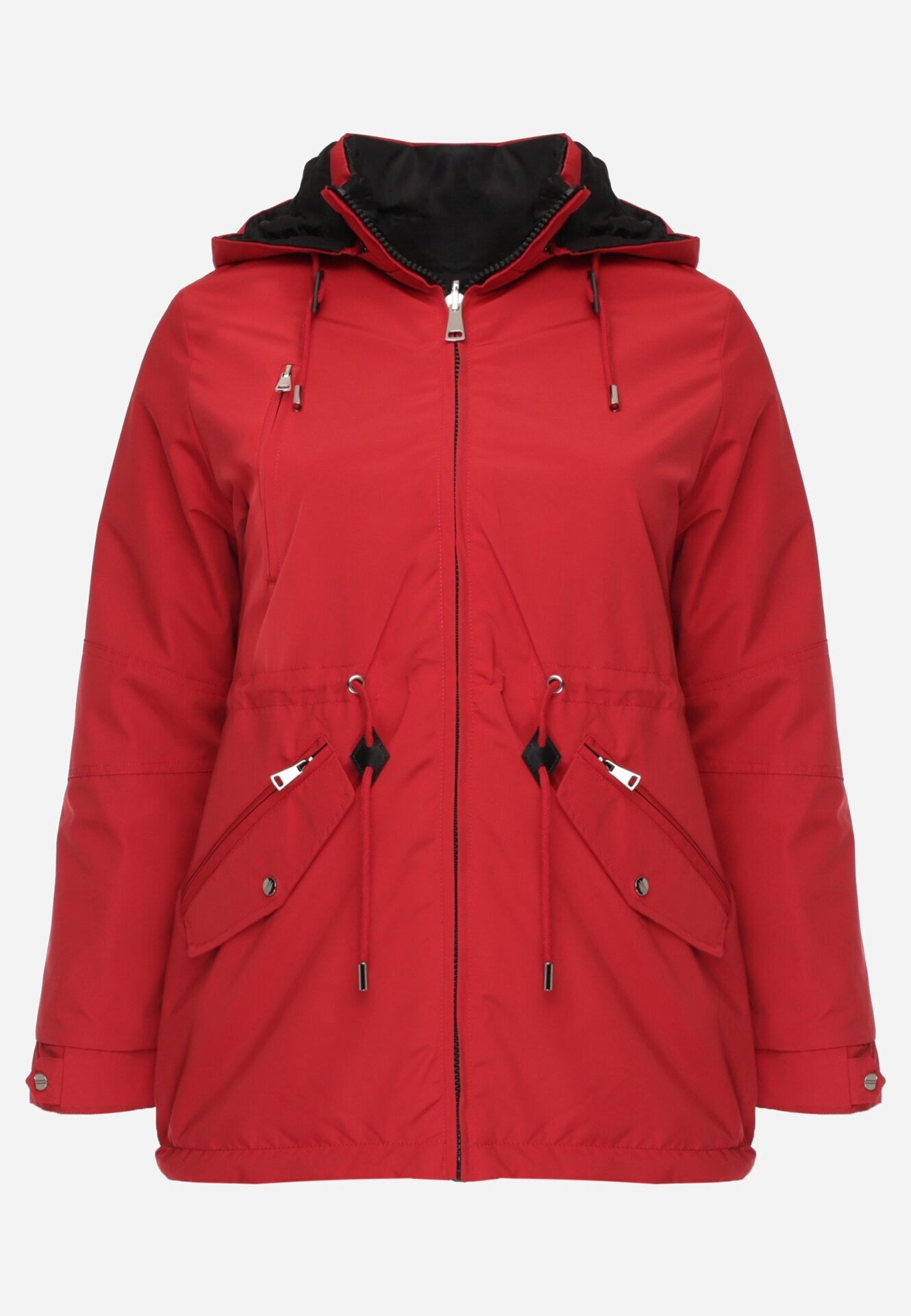mhm Geacă de tranziție reversibilă stil parka roșu-negru cu matlasare pe interior Zidelle