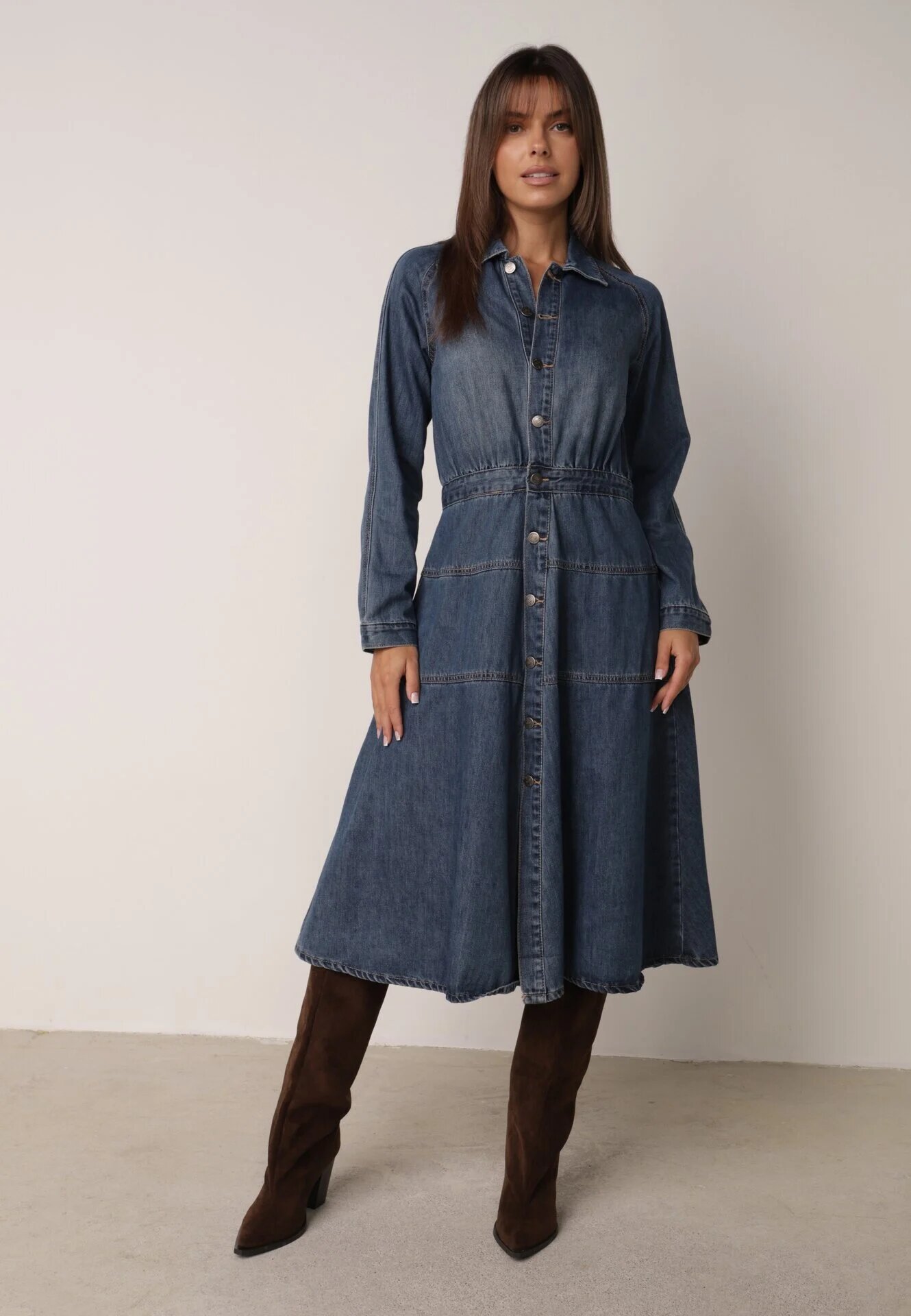 milas91 Blugi Rochie cu bumbac și cusături decorative Juni Albastră