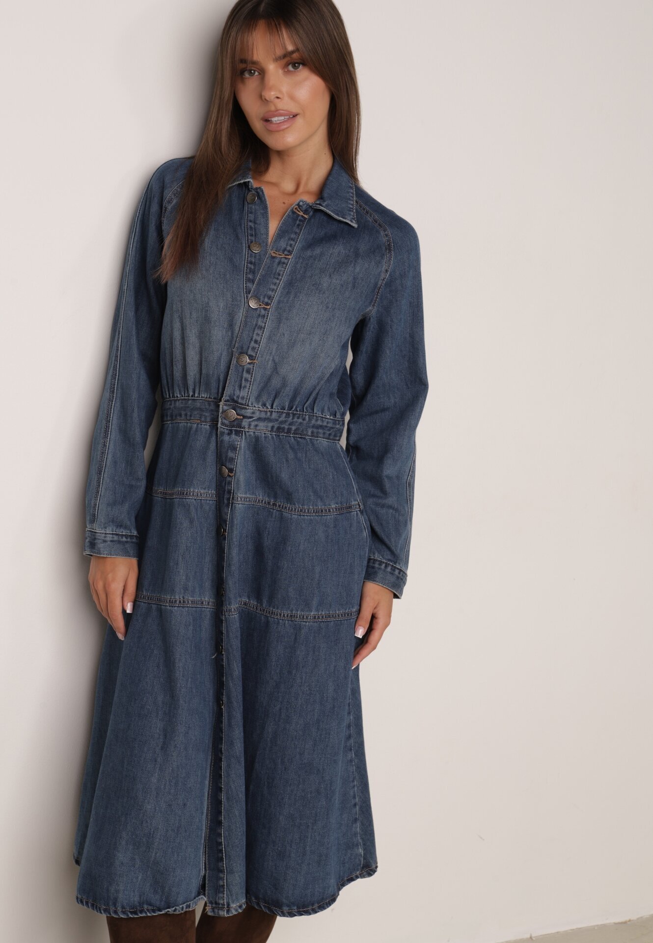 milas91 Blugi Rochie cu bumbac și cusături decorative Juni Albastră