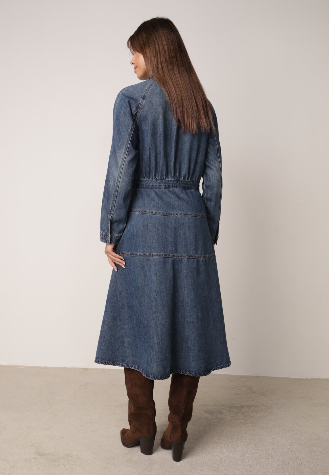 milas91 Blugi Rochie cu bumbac și cusături decorative Juni Albastră