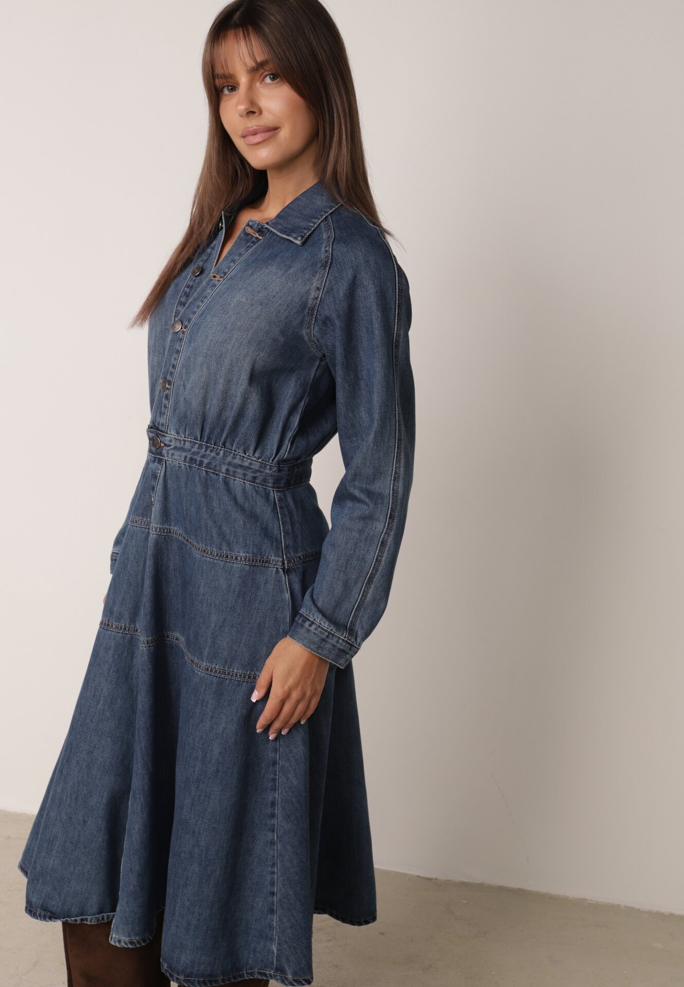 milas91 Blugi Rochie cu bumbac și cusături decorative Juni Albastră