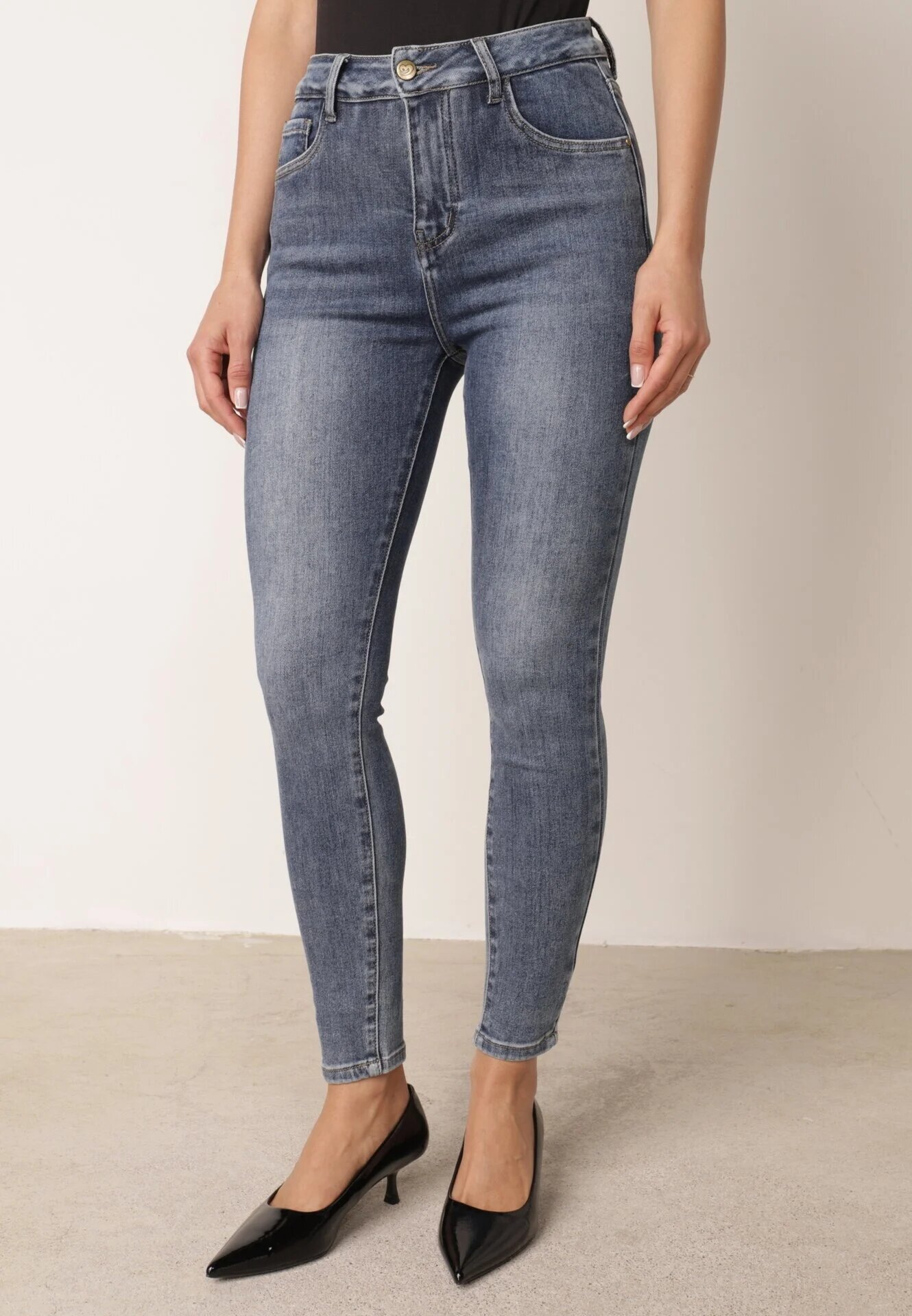 milas91 Blugi Skinny cu bumbac echipați cu elastic în talie Tamello Albaștri