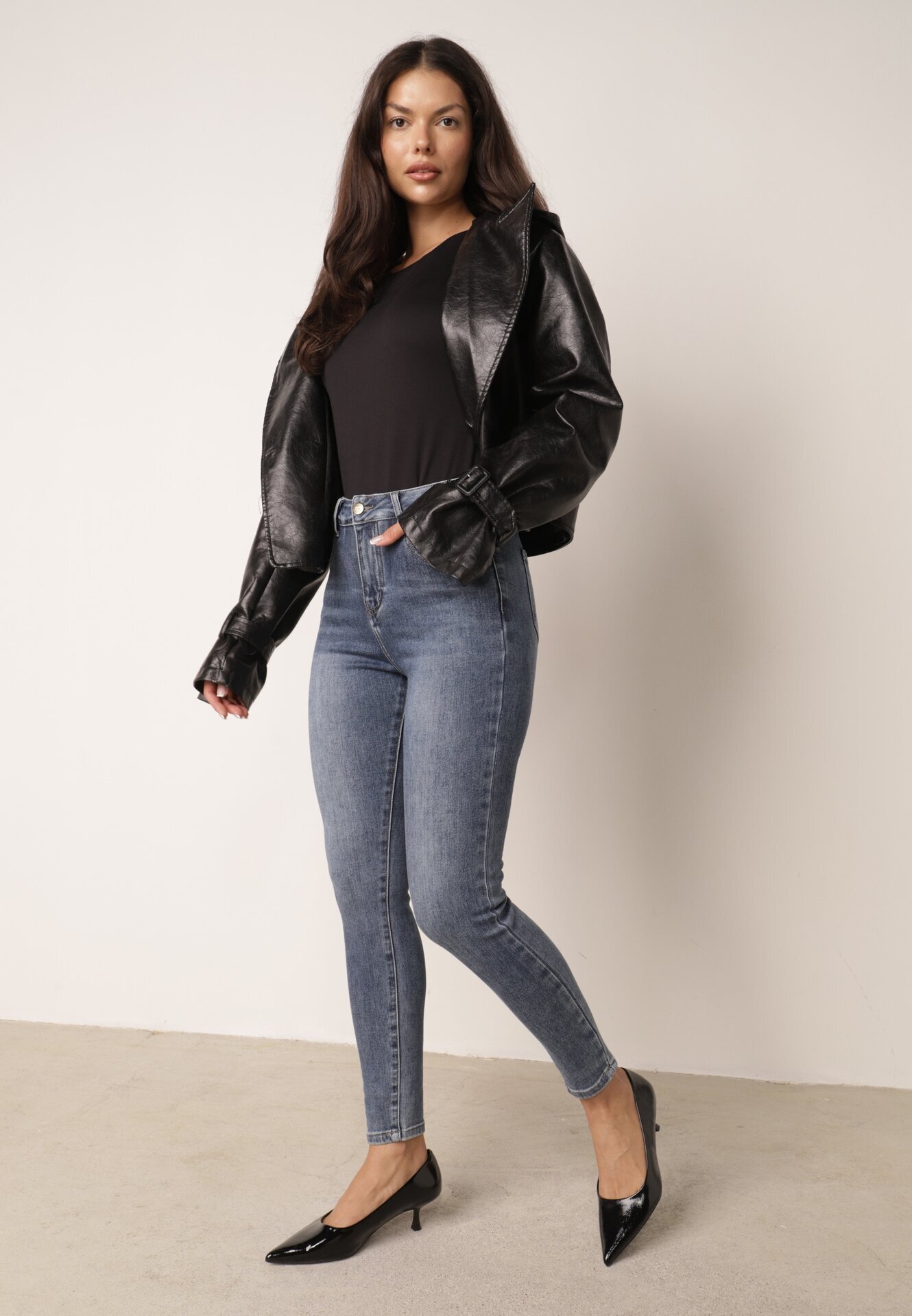 milas91 Blugi Skinny cu bumbac echipați cu elastic în talie Tamello Albaștri